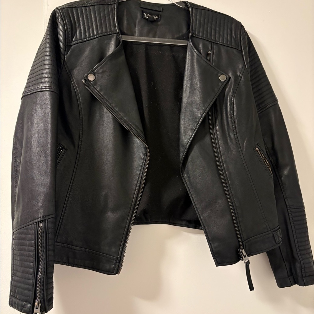 Topshop Black Leather Biker Jacket